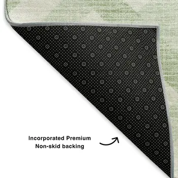 9' X 12' Mint Green And Ivory Geometric Washable Area Rug With UV Protection
