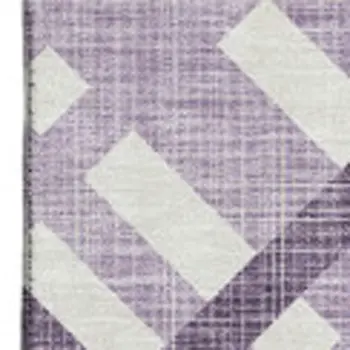 3' X 5' Purple And Ivory Geometric Washable Area Rug With UV Protection