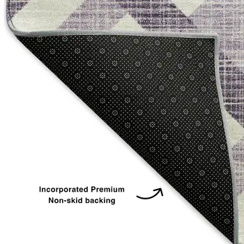 10' X 14' Purple And Ivory Geometric Washable Area Rug With UV Protection