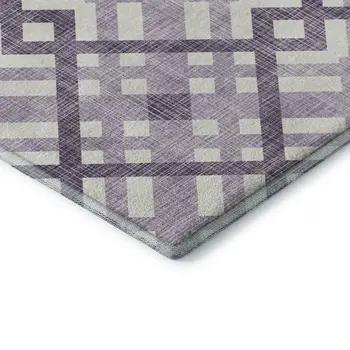 10' X 14' Purple And Ivory Geometric Washable Area Rug With UV Protection