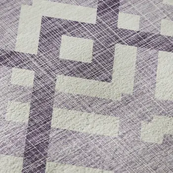 10' X 14' Purple And Ivory Geometric Washable Area Rug With UV Protection