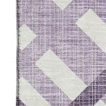 10' X 14' Purple And Ivory Geometric Washable Area Rug With UV Protection