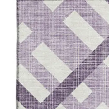 10' X 14' Purple And Ivory Geometric Washable Area Rug With UV Protection