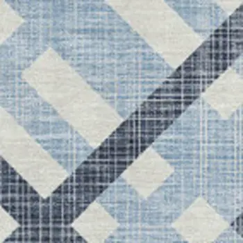5' X 8' Sky Blue And Ivory Geometric Washable Area Rug With UV Protection