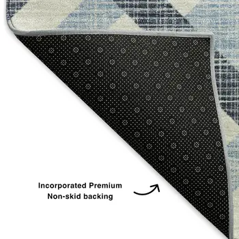 10' X 14' Sky Blue And Ivory Geometric Washable Area Rug With UV Protection