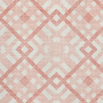 5' X 8' Salmon And Ivory Geometric Washable Area Rug With UV Protection