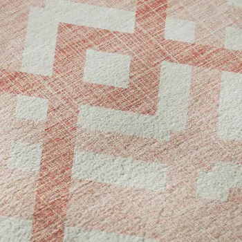 10' X 14' Salmon And Ivory Geometric Washable Area Rug With UV Protection