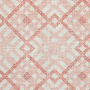 10' X 14' Salmon And Ivory Geometric Washable Area Rug With UV Protection