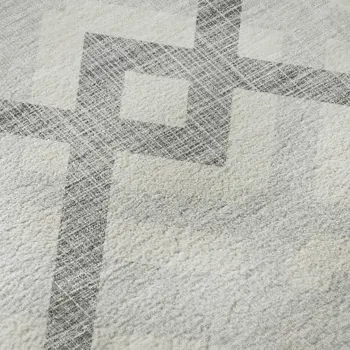 9' X 12' Silver And Ivory Geometric Washable Area Rug With UV Protection