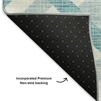 10' X 14' Teal And Ivory Geometric Washable Area Rug With UV Protection