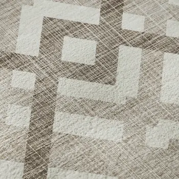 5' X 8' Taupe And Ivory Geometric Washable Area Rug With UV Protection