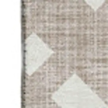 8' X 10' Taupe And Ivory Geometric Washable Area Rug With UV Protection