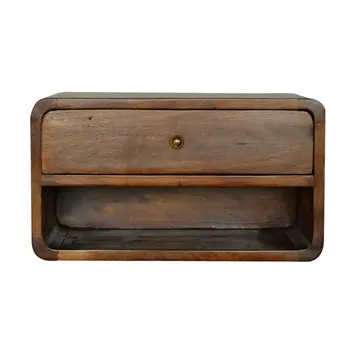 18" Brown Solid Wood One Drawer Floating Nightstand