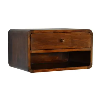 18" Brown Solid Wood One Drawer Floating Nightstand