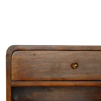 18" Brown Solid Wood One Drawer Floating Nightstand