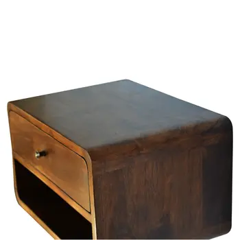 18" Brown Solid Wood One Drawer Floating Nightstand