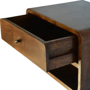 18" Brown Solid Wood One Drawer Floating Nightstand