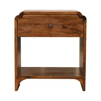 20" Brown Solid Wood One Drawer Nightstand