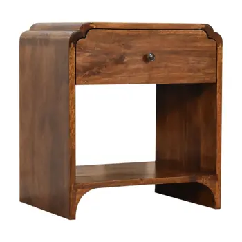 20" Brown Solid Wood One Drawer Nightstand