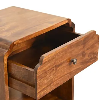 20" Brown Solid Wood One Drawer Nightstand