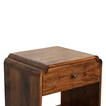 20" Brown Solid Wood One Drawer Nightstand