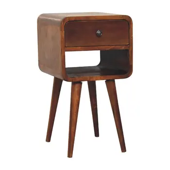 22" Brown Solid Wood One Drawer Nightstand