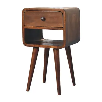 22" Brown Solid Wood One Drawer Nightstand