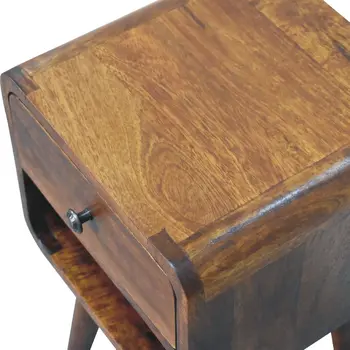 22" Brown Solid Wood One Drawer Nightstand
