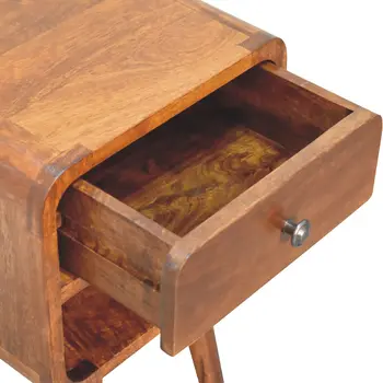 22" Brown Solid Wood One Drawer Nightstand