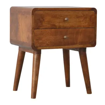 22" Brown Solid Wood Two Drawer Nightstand