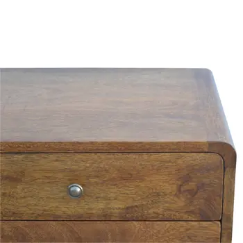 22" Brown Solid Wood Two Drawer Nightstand