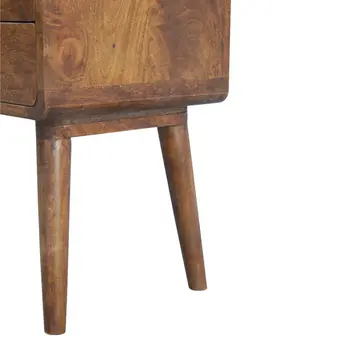 22" Brown Solid Wood Two Drawer Nightstand