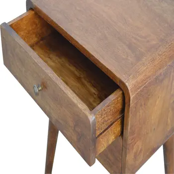 22" Brown Solid Wood Two Drawer Nightstand