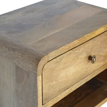 18" Beige Solid Wood One Drawer Floating Nightstand