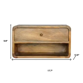 18" Beige Solid Wood One Drawer Floating Nightstand