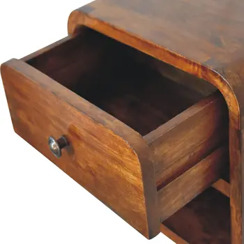 12" Brown Solid Wood Square One Drawer Floating Nightstand