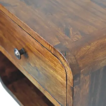 12" Brown Solid Wood Square One Drawer Floating Nightstand