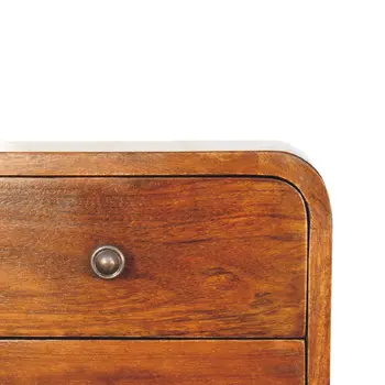 12" Brown Solid Wood Square Two Drawer Floating Nightstand