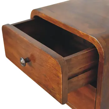 12" Brown Solid Wood Square Two Drawer Floating Nightstand