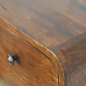 12" Brown Solid Wood Square Two Drawer Floating Nightstand