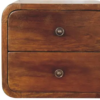 12" Brown Solid Wood Square Two Drawer Floating Nightstand