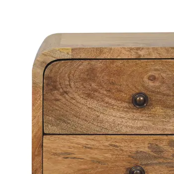22" Beige Solid Wood Square Two Drawer Nightstand