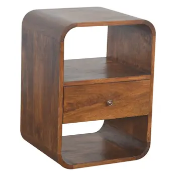22" Brown Solid Wood One Drawer Nightstand