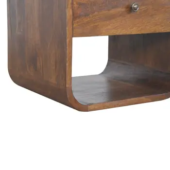 22" Brown Solid Wood One Drawer Nightstand