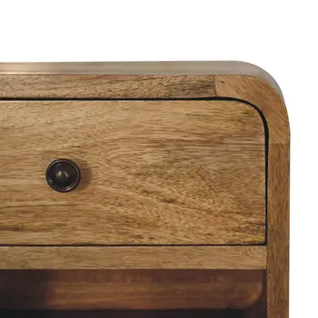 12" Beige Solid Wood Square One Drawer Floating Nightstand