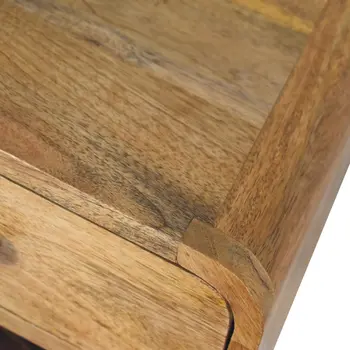 12" Beige Solid Wood Square One Drawer Floating Nightstand