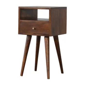 22" Brown Solid Wood Square One Drawer Nightstand