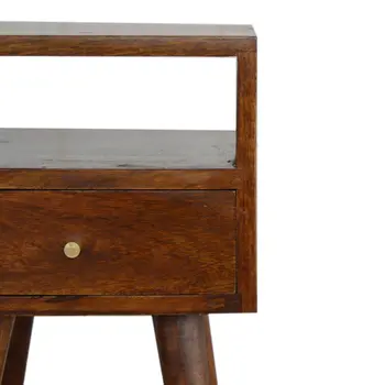 22" Brown Solid Wood Square One Drawer Nightstand