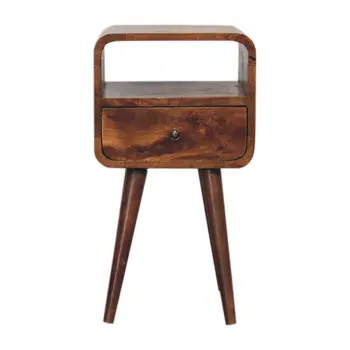 22" Brown Solid Wood Square One Drawer Nightstand