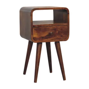 22" Brown Solid Wood Square One Drawer Nightstand